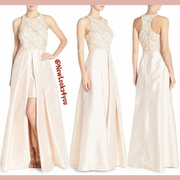 NEW‎ $368 Adrianna Papell Embellished Taffeta Ballgown Light Pink [SZ 10 ] - Picture 2 of 9